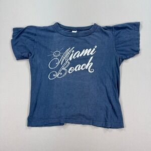 Vintage 90s Miami Beach T Shirt Women's Medium Single Stitch Faded
